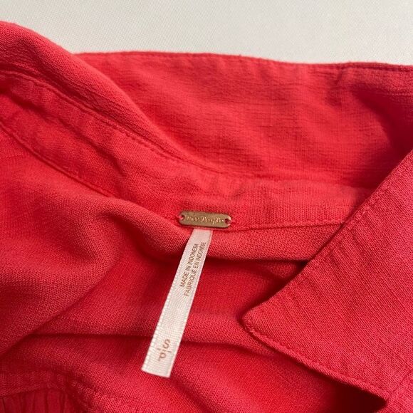 Free People Women's Shirt Oversized Button Front Coral Size Small - Picture 4 of 7